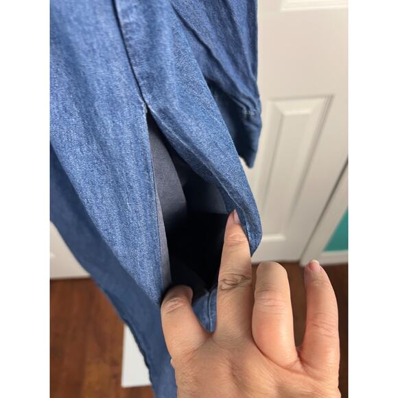 Nine West Long Slv Jean Dress Cotton Side Seam Pockets Prairie Cottage Size XL - Picture 3 of 6
